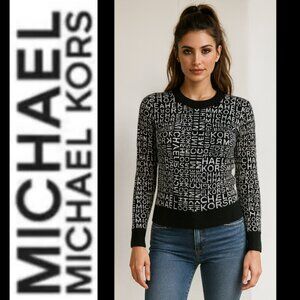 Michael Michael Kors Black and White All Over Logo Sweater (Size XS)